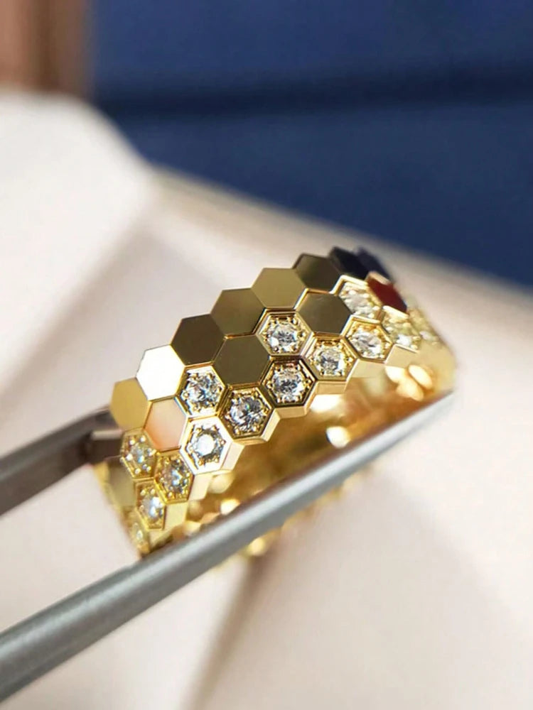925 Sterling Silver Vintage Geometric Shape Zircon Rings For Women Gift Match Daily Party High Quality Fine Jewelry Accessories