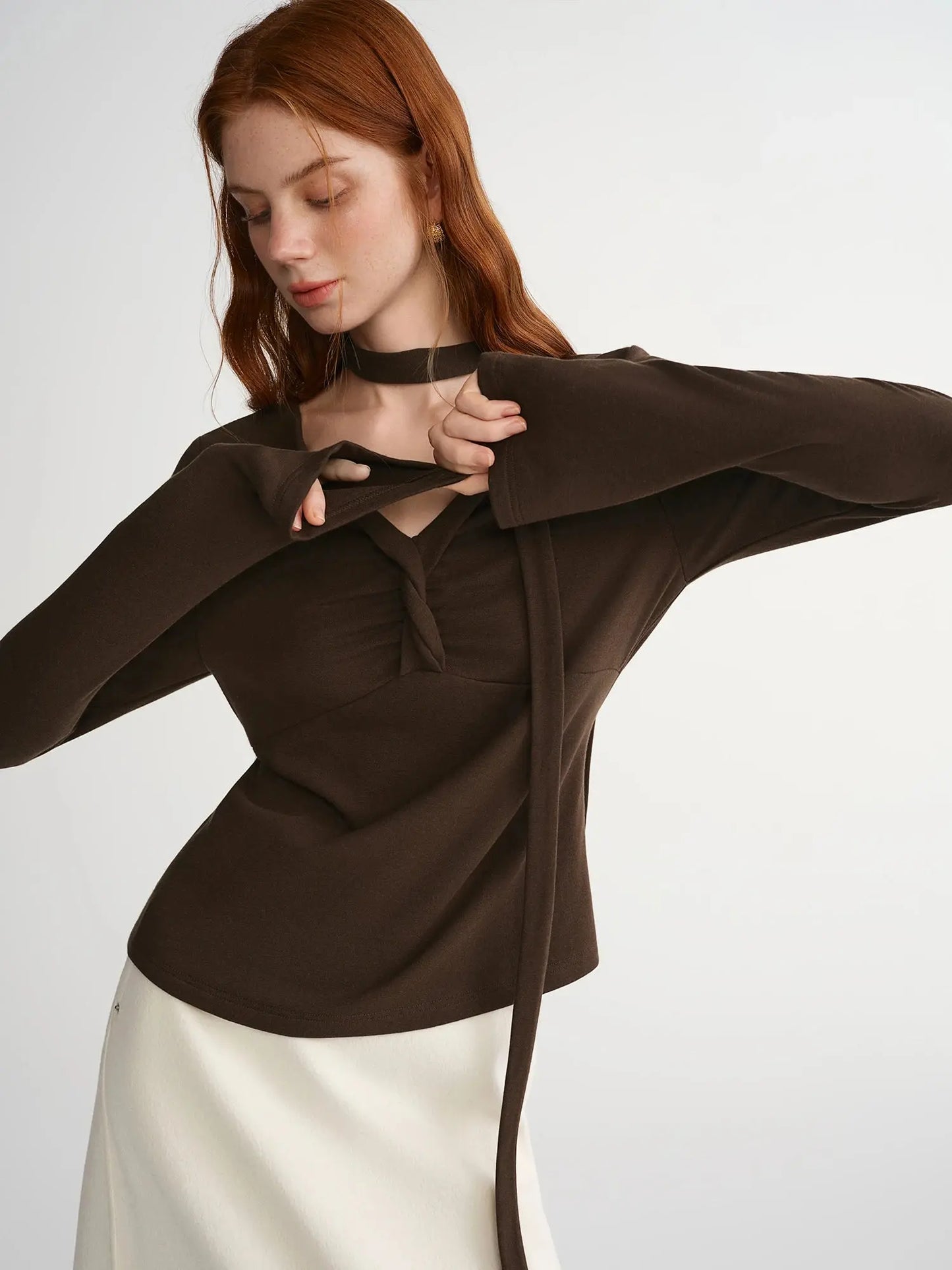 Plus Size Retro Brown Twist T-Shirt