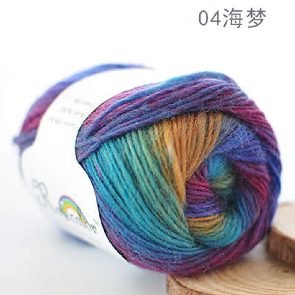 50g/Ball Multicolor Self-Striping 100% Wool Yarn Chunky Knitting for Women Scarves Cape Making Gift Idea Handmade Craft Supplies