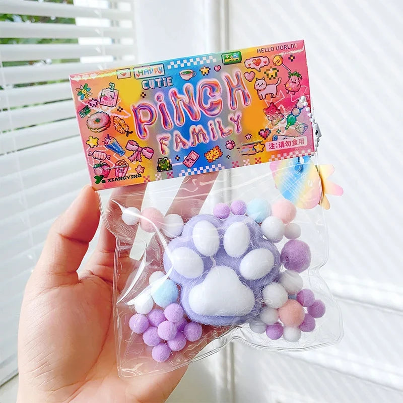 Handmade Flocking Cat's Paw Stress Relief Squishy Toy | Mochi Slow Rebound Fidget Toy