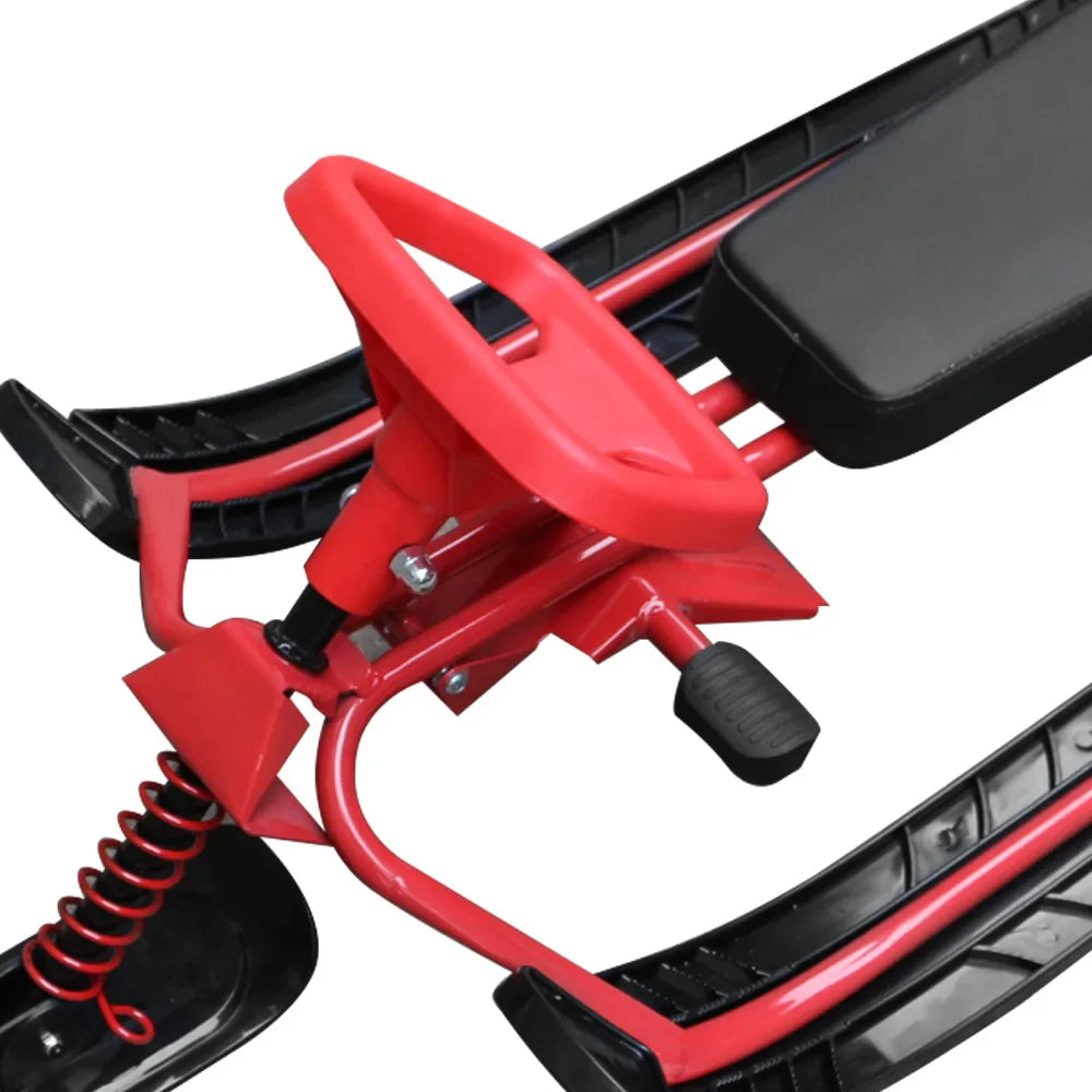 Snow Racer Ski Sled with Steering Wheel and Twin Brakes