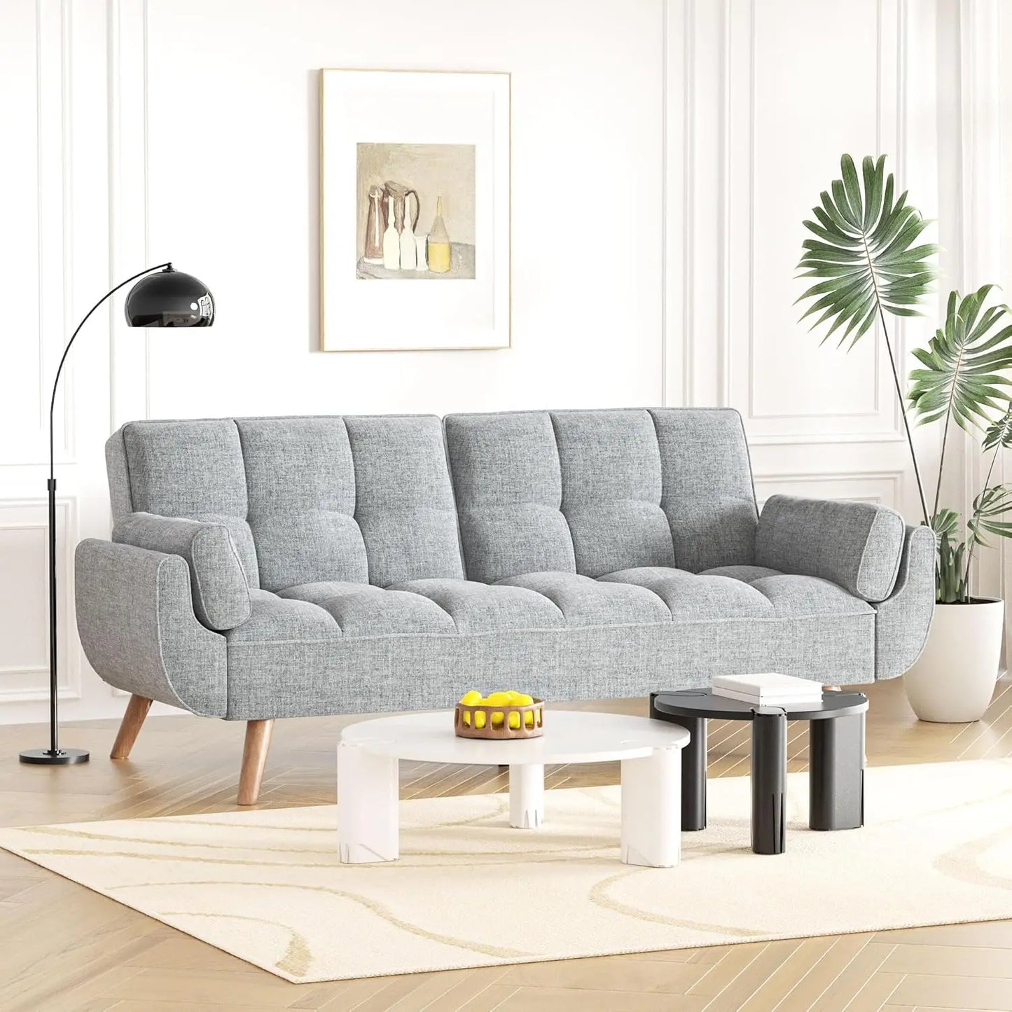 Futon Couch for Small Spaces & Apartment, 2-in-1Modern Comfy Loveseat Convertible Sofa Bed, 74.4-Inch Compact Design for Living