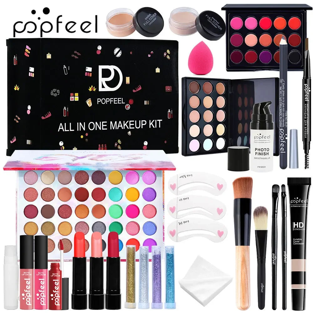 Limited-edition Popfeel Makeup Kit Full Set All in One Eyeshadow Eyeliner Powder Concealer Luxe Sets Gifts for Women Cosmetics