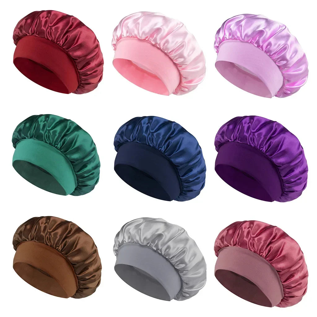 Solid Wide-Brimmed Satin Hair Bonnet for Sleeping *Multiple Colors*