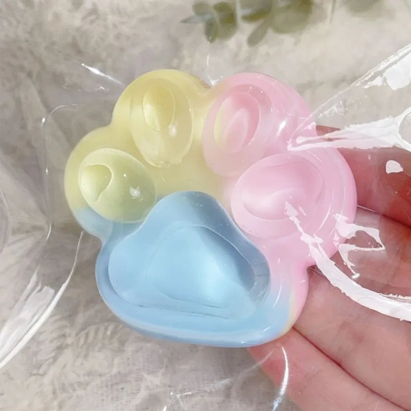 Rainbow Cat Paw Squishy Toy | Three Color Slow Rebound Stress Relief Fidget Toy