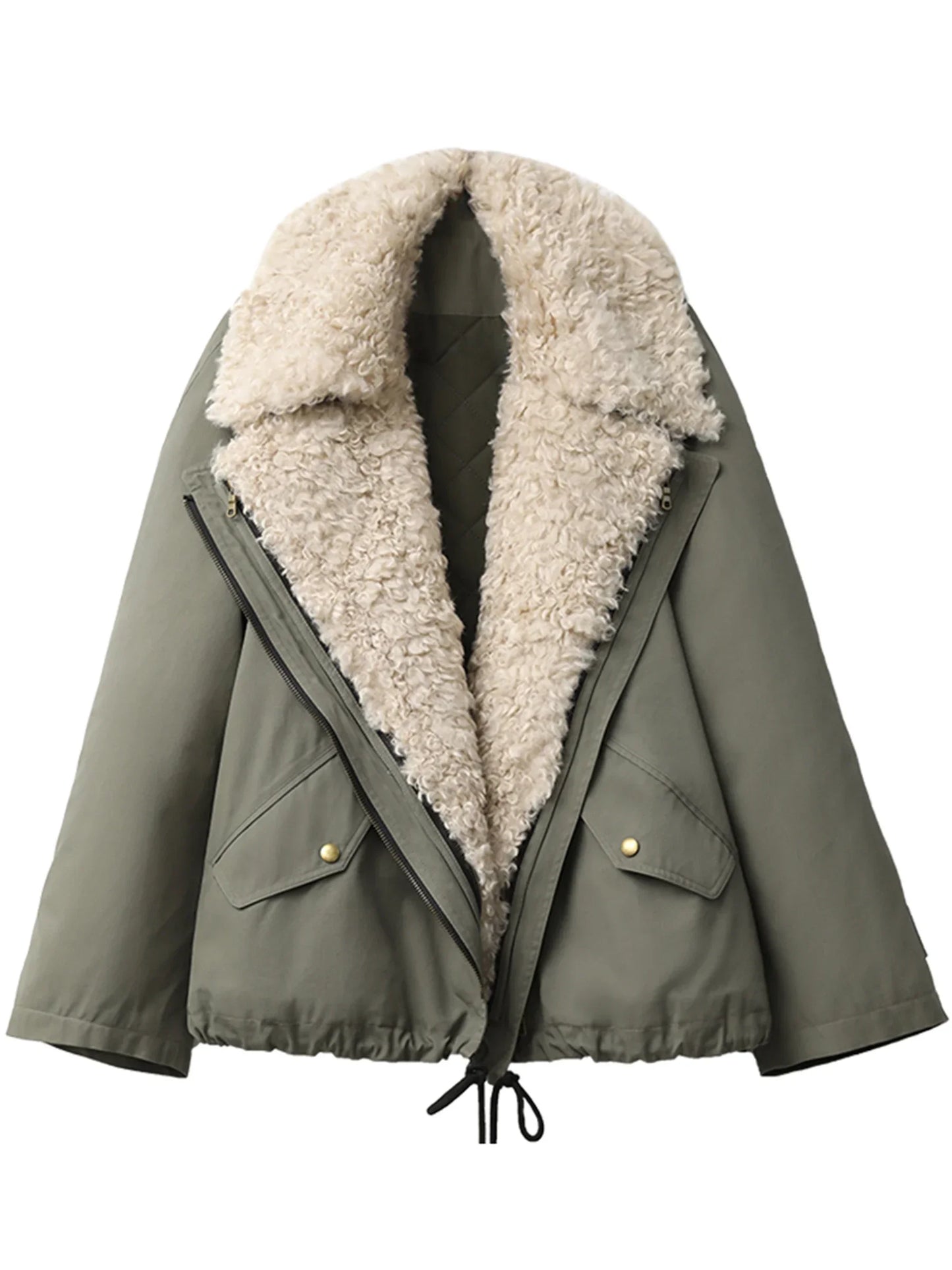 New Retro Streetwear Loose Casual Motorcycle Cotton Jacket Thick Warm Female Overcoat