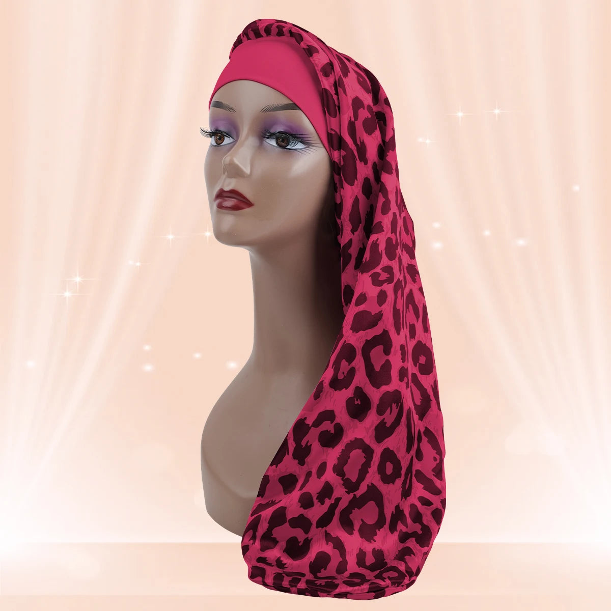 Silk Sleep Bonnet with Wide Elastic Edge - Long Round Tail