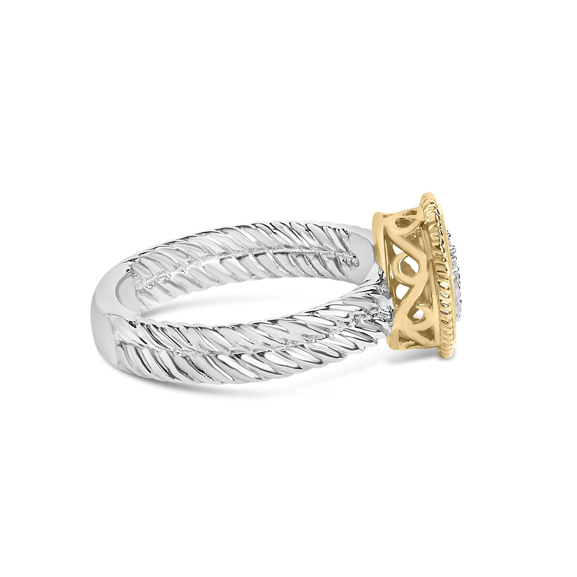 18K Yellow Gold Plated .925 Sterling Silver Diamond Heart Ring with Satin Finish (I-J Color, SI1-SI2 Clarity)-1