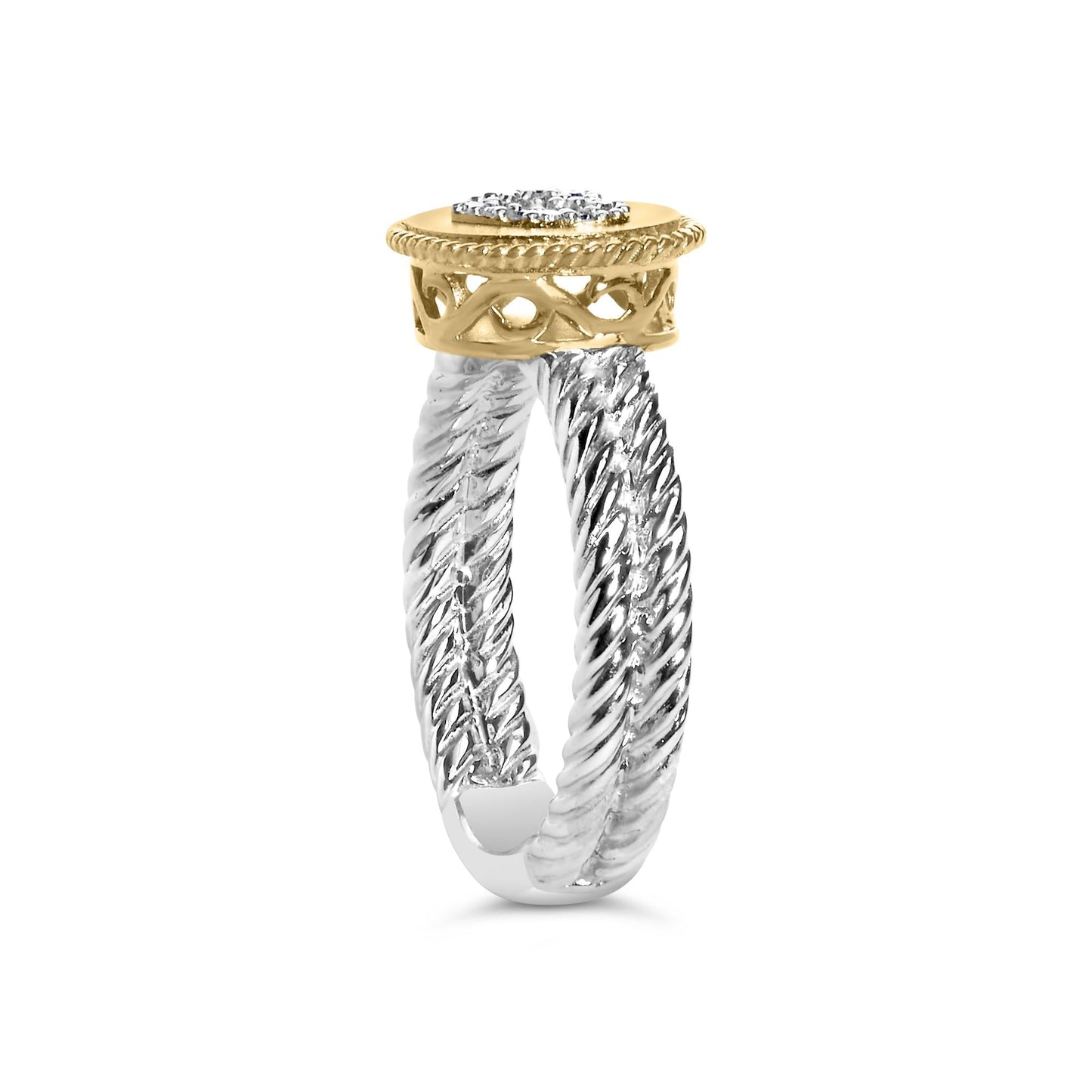 18K Yellow Gold Plated .925 Sterling Silver Diamond Heart Ring with Satin Finish (I-J Color, SI1-SI2 Clarity)-3