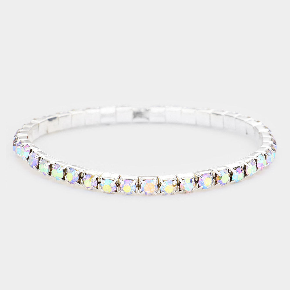 1-Row Crystal Rhinestone Stretchable Bracelet