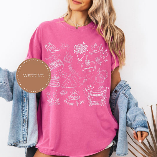 Wedding Doodle Icons Graphic Tee