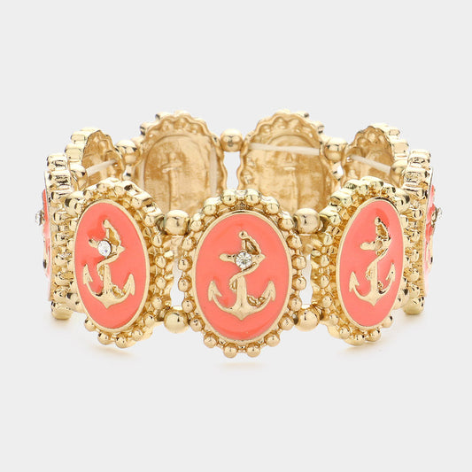 Resin Nautical Anchor Stretch Bracelet