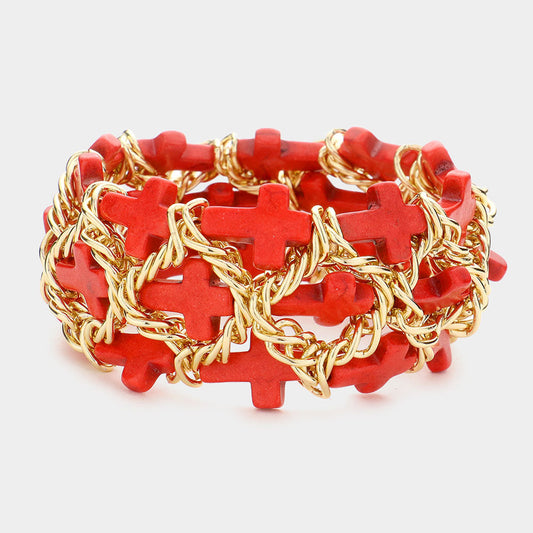 Cross Cluster Stretch Bracelet