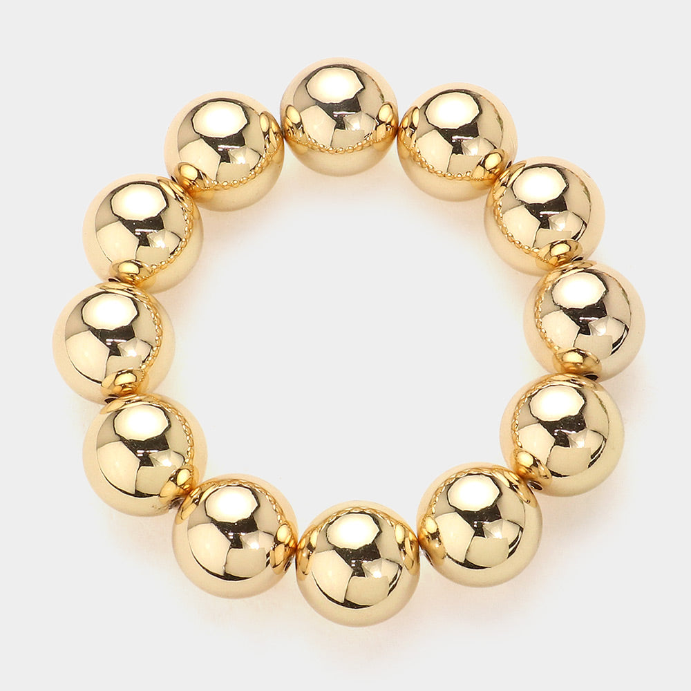Metal Ball Beaded Stretch Bracelet