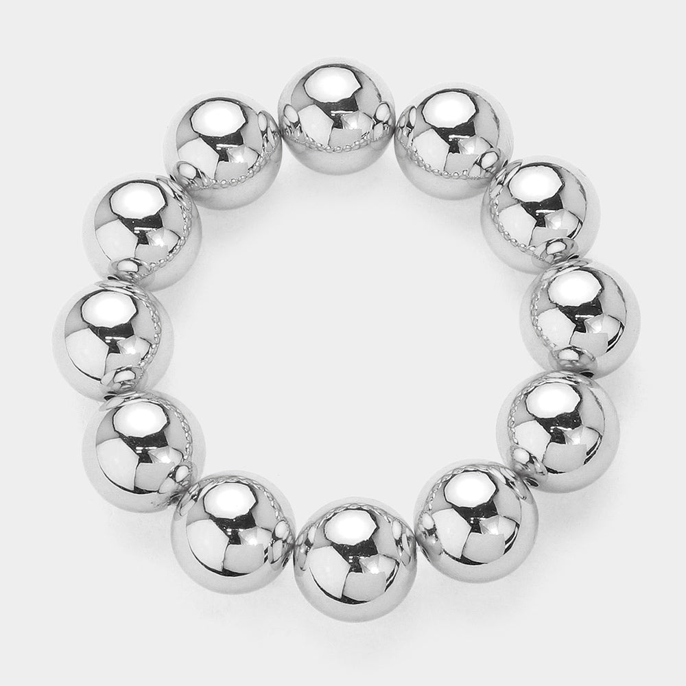 Metal Ball Beaded Stretch Bracelet
