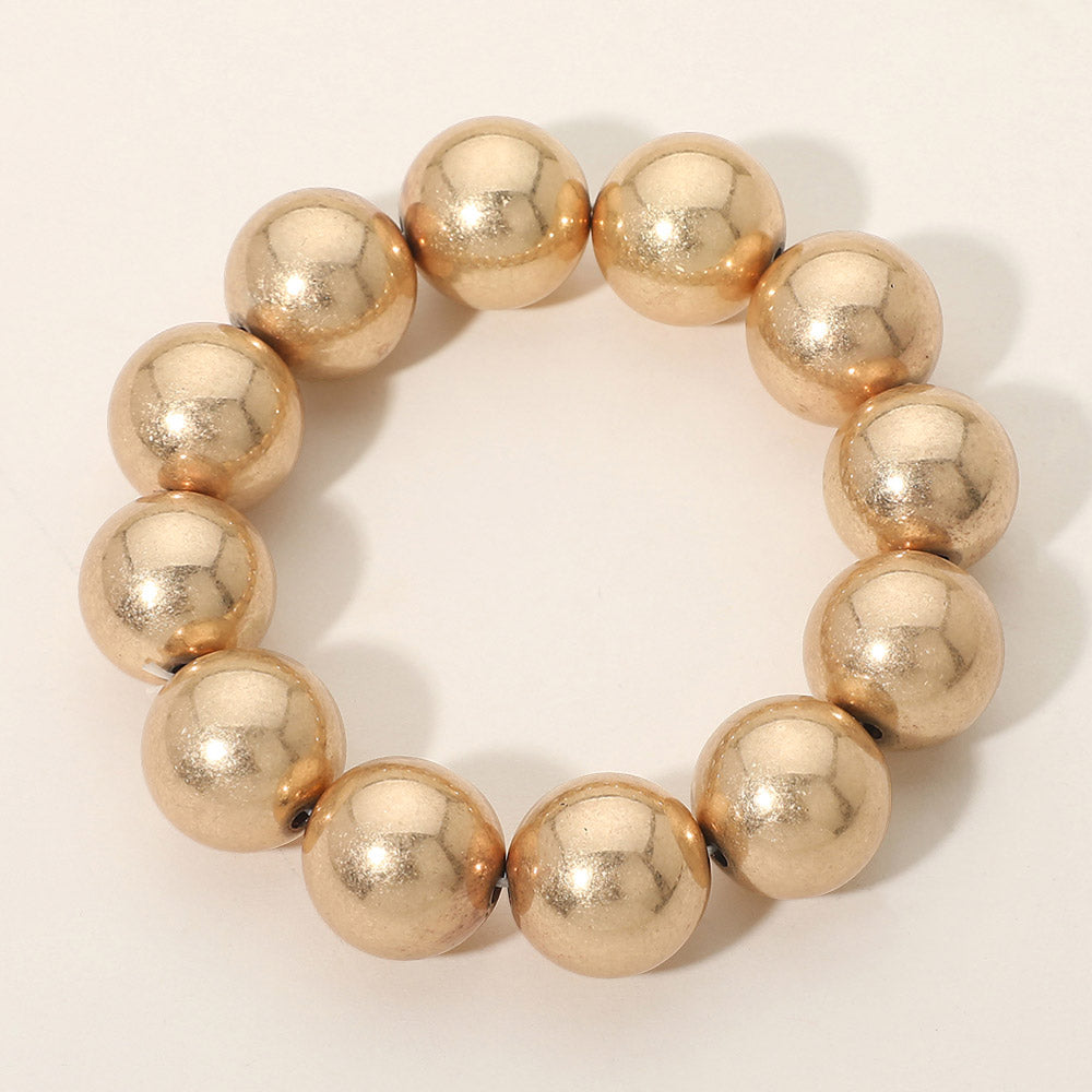 Metal Ball Beaded Stretch Bracelet