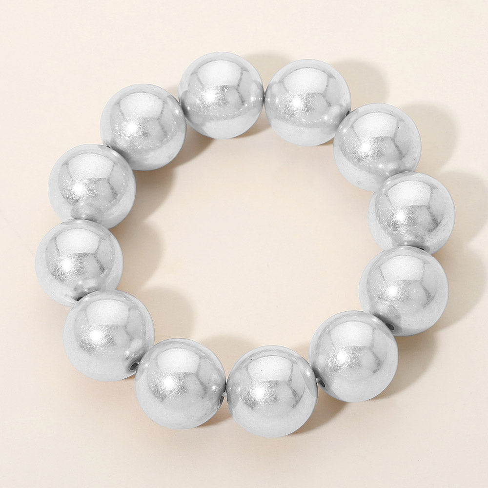 Metal Ball Beaded Stretch Bracelet