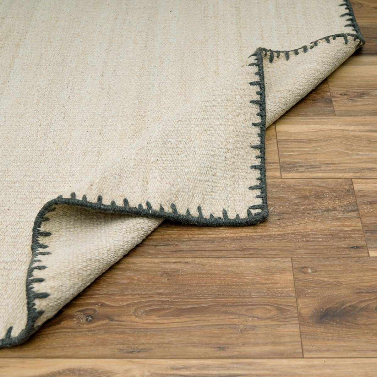 Ayumu Off White Hand Woven Wool Area Rug-4