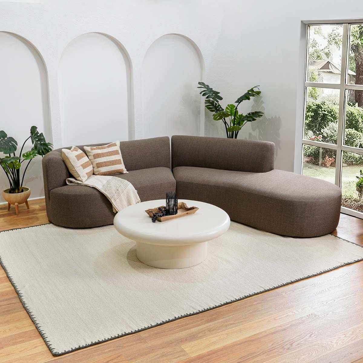 Ayumu Off White Hand Woven Wool Area Rug-1