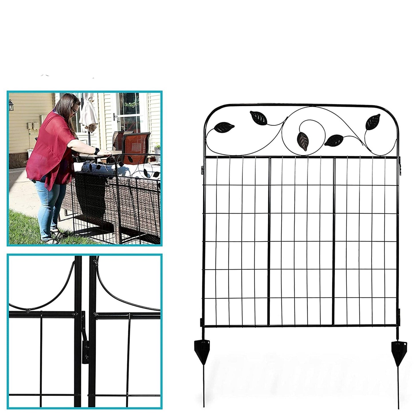 4 Pack Steel Foldable Garden Fence Floral Staked Trellis Panel Animal Barrier-3