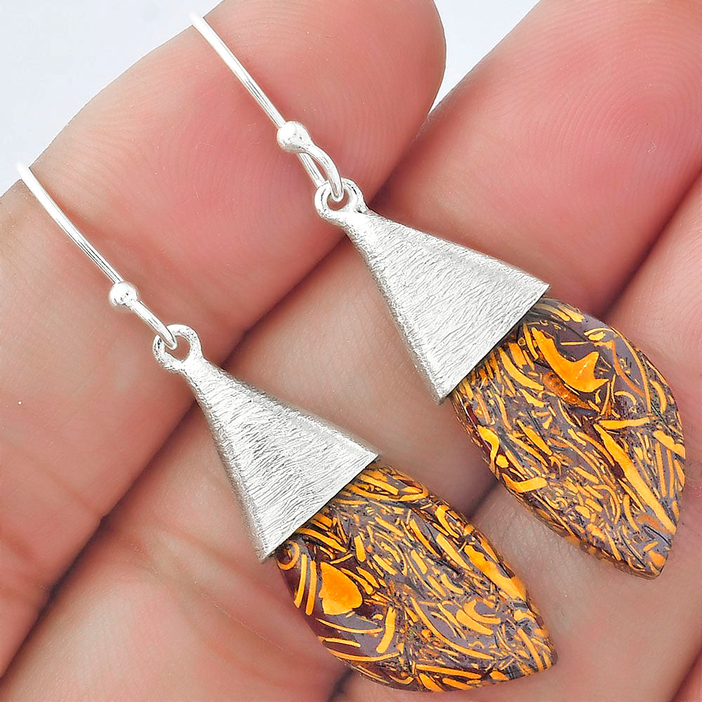 Natural Coquina Fossil Jasper India Earrings E-1083 SDE58886-1
