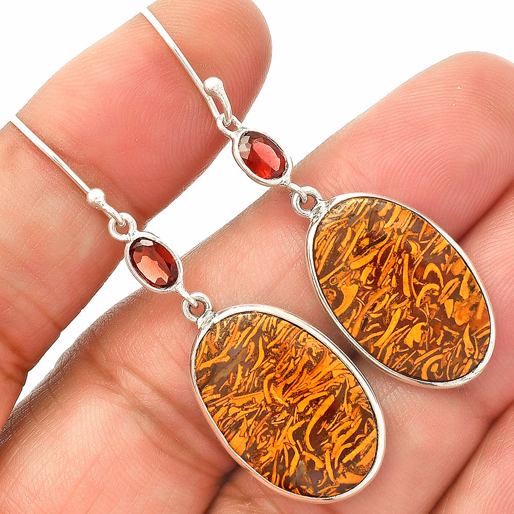 Coquina Fossil Jasper & Garnet Earrings E-1002 SDE83300-0
