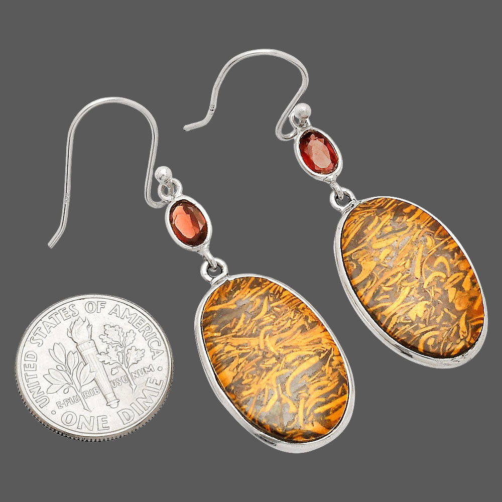 Coquina Fossil Jasper & Garnet Earrings E-1002 SDE83300-2
