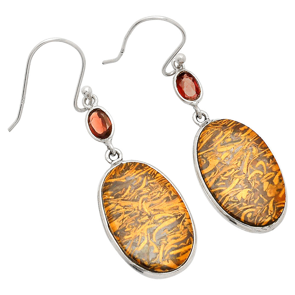 Coquina Fossil Jasper & Garnet Earrings E-1002 SDE83300-1