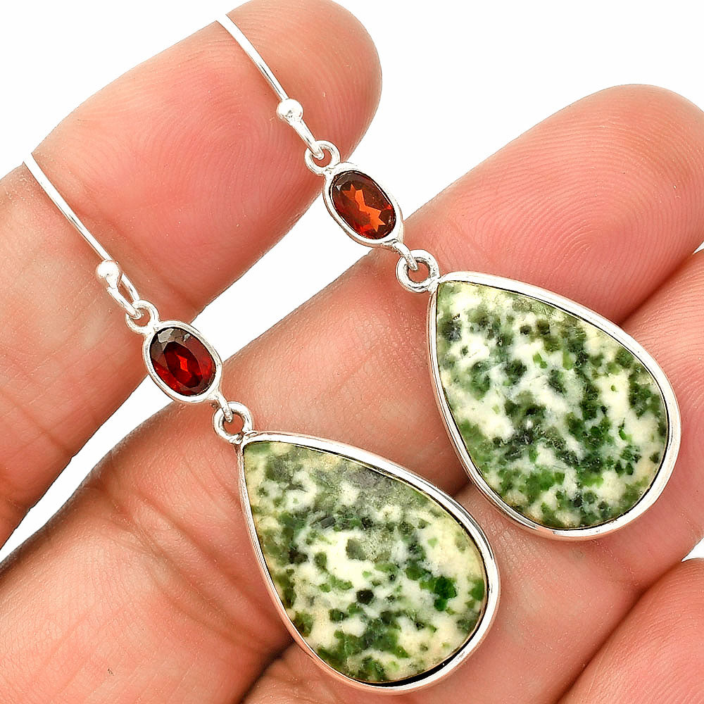 Natural Dioptase & Garnet Earrings E-1002 SDE83474-0
