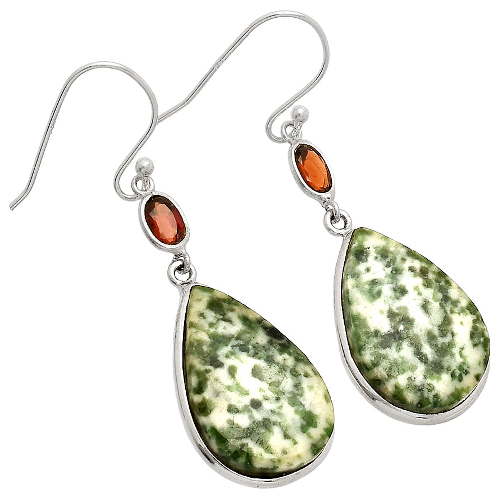 Natural Dioptase & Garnet Earrings E-1002 SDE83474-1