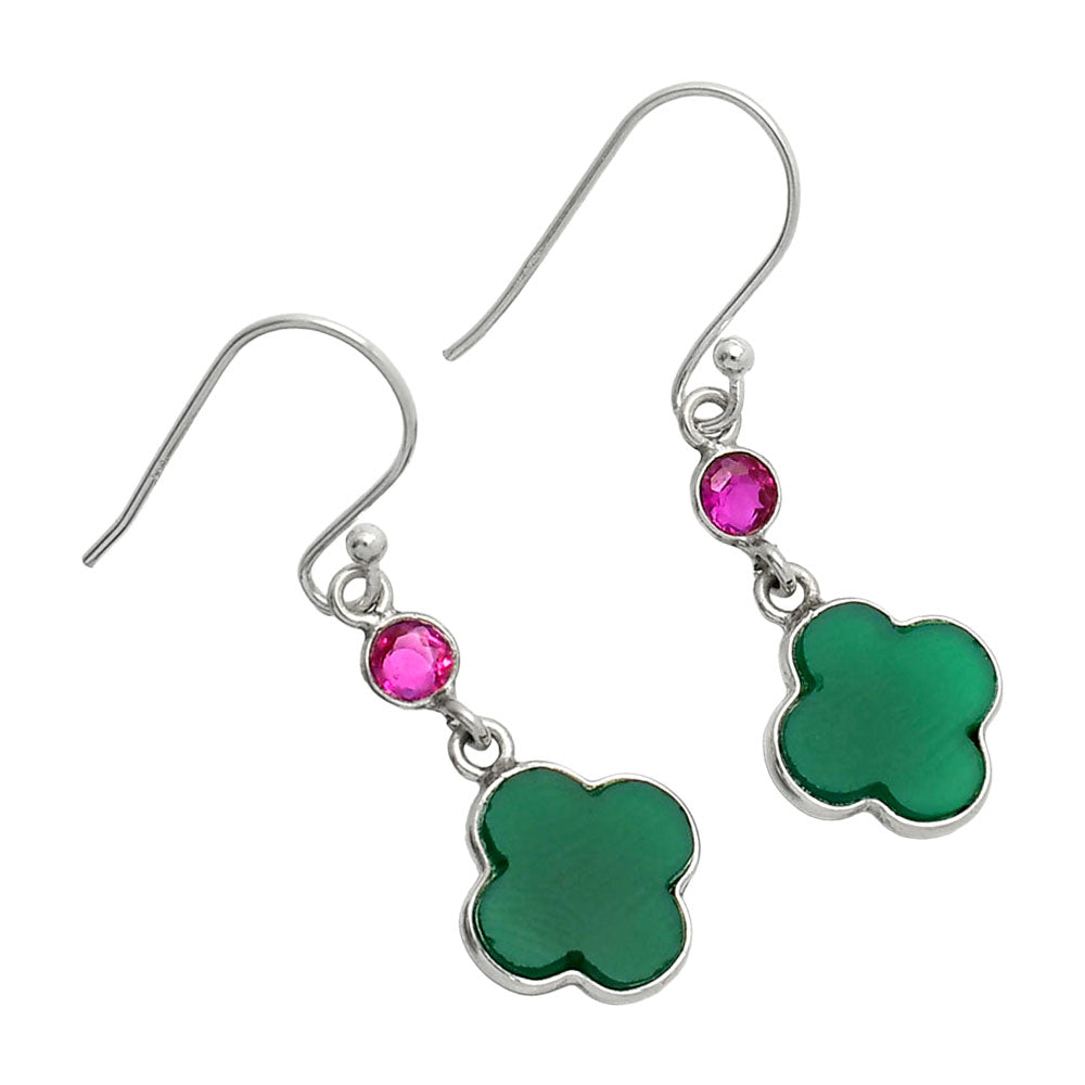 Natural Green Onyx & Ruby Earrings E-1006 SDE85180-1