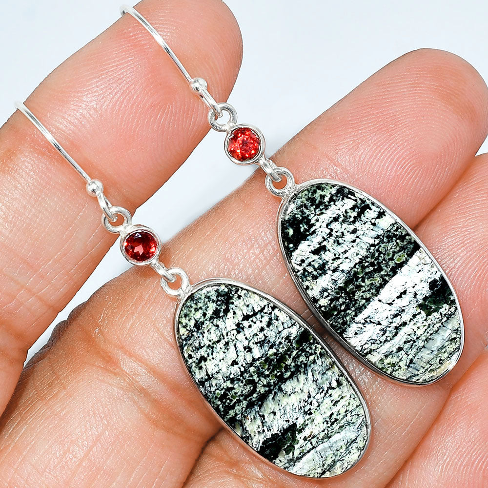 Natural Natural Chrysotile & Garnet Earrings E-1002 SDE85447-0