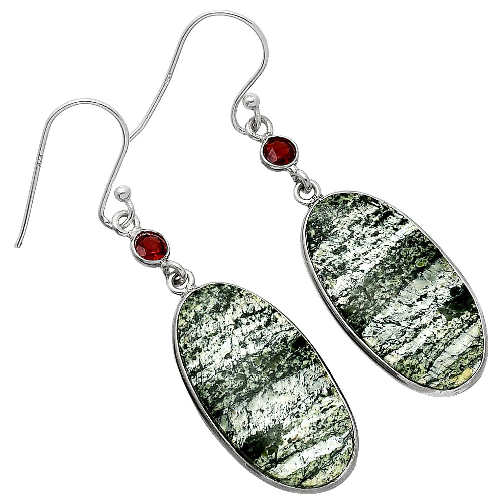 Natural Natural Chrysotile & Garnet Earrings E-1002 SDE85447-1