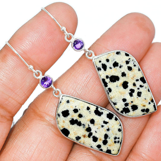 Natural Dalmatian & Amethyst Earrings E-1002 SDE85647-0