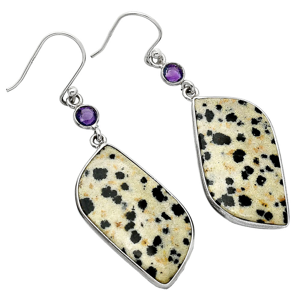 Natural Dalmatian & Amethyst Earrings E-1002 SDE85647-1