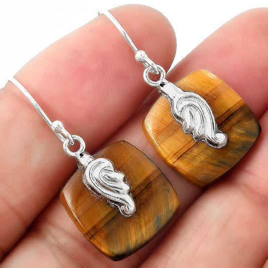 Natural Blue Tiger Eye Earrings E-1137 SDE86866-0