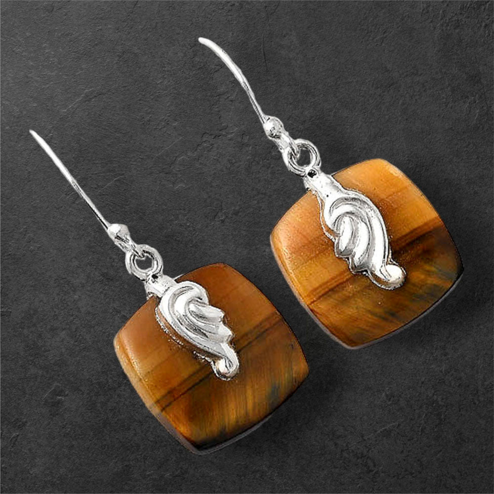 Natural Blue Tiger Eye Earrings E-1137 SDE86866-2