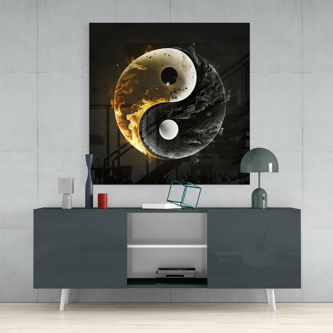 Ying and Yang Glass Wall Art  || Designer Collection