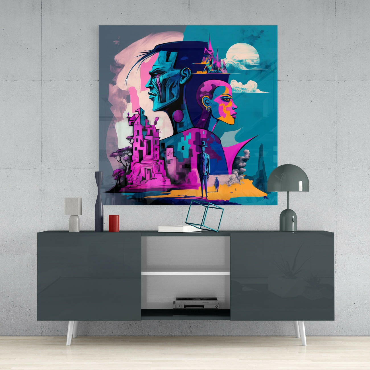 Picasso's Mind Glass Wall Art  || Designer Collection