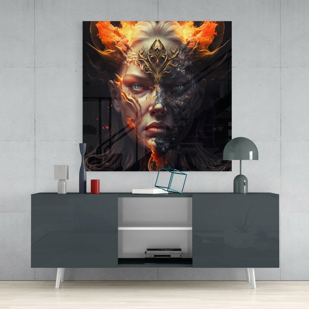The Wrath of the Woman Glass Wall Art  || Designer Collection