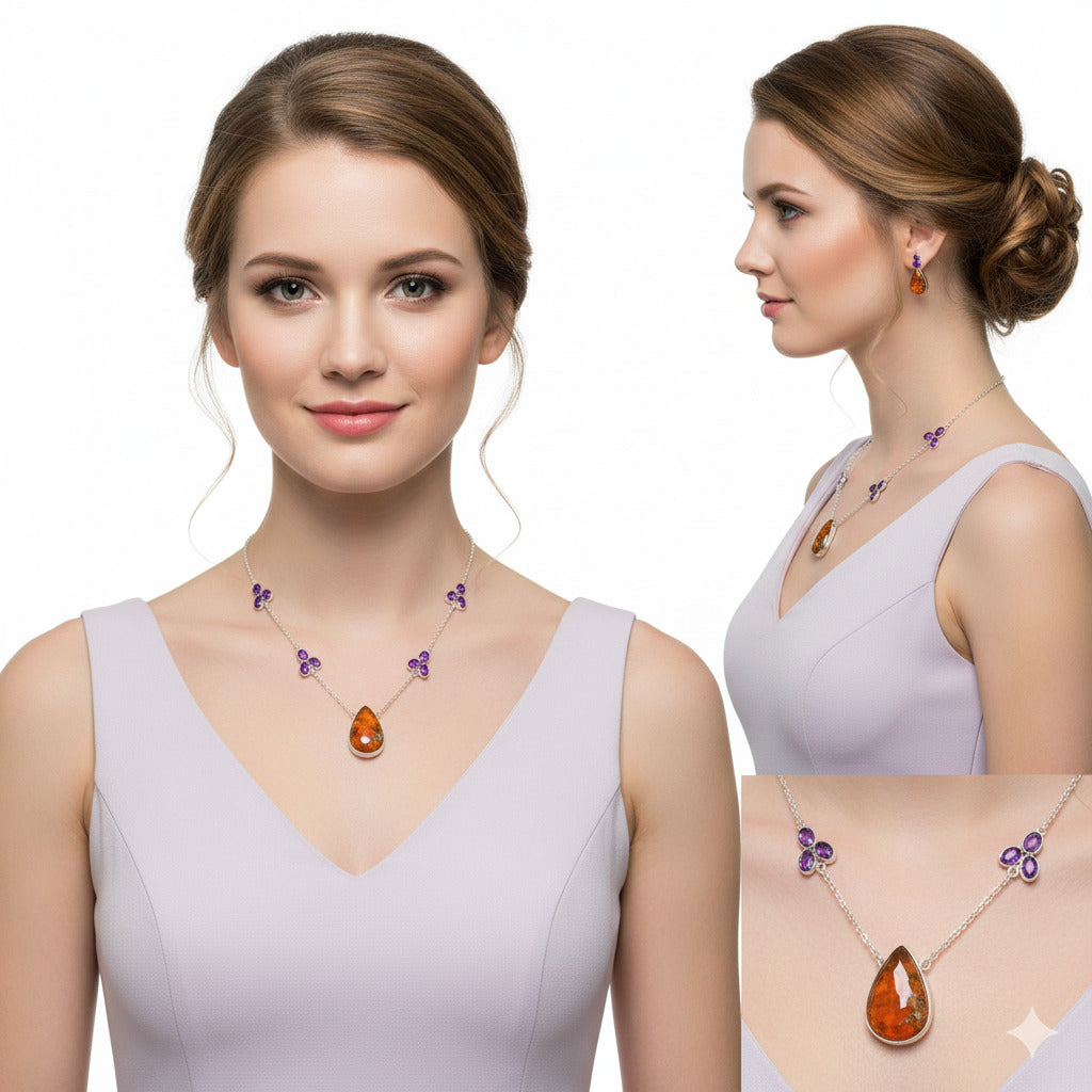 Rare Cady Mountain Agate & Amethyst Necklace N-1004 SDN1516-0