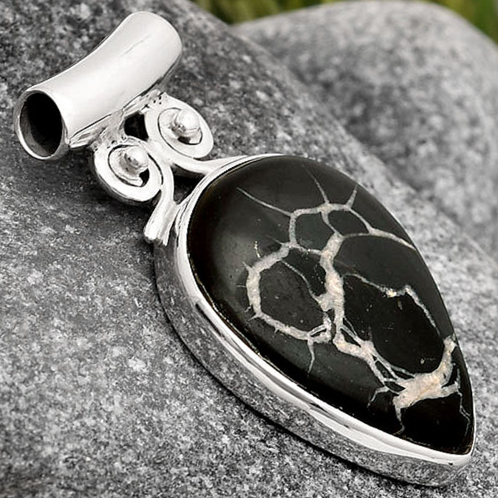Natural Black Septarian Pendant P-1597 SDP106395-2
