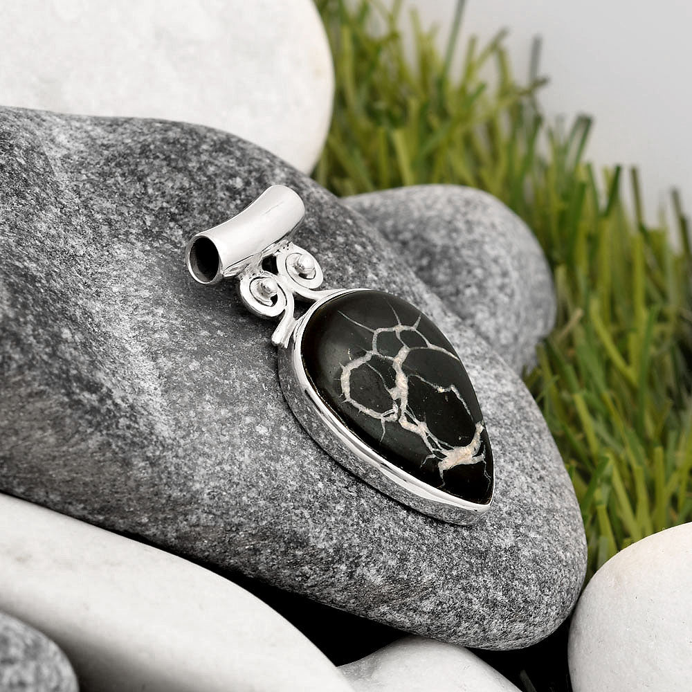 Natural Black Septarian Pendant P-1597 SDP106395-1