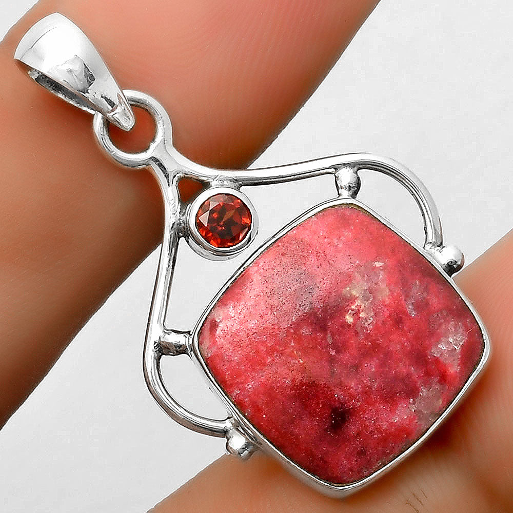 Natural Pink Thulite Norway & Garnet Pendant P-1575 SDP113520-0