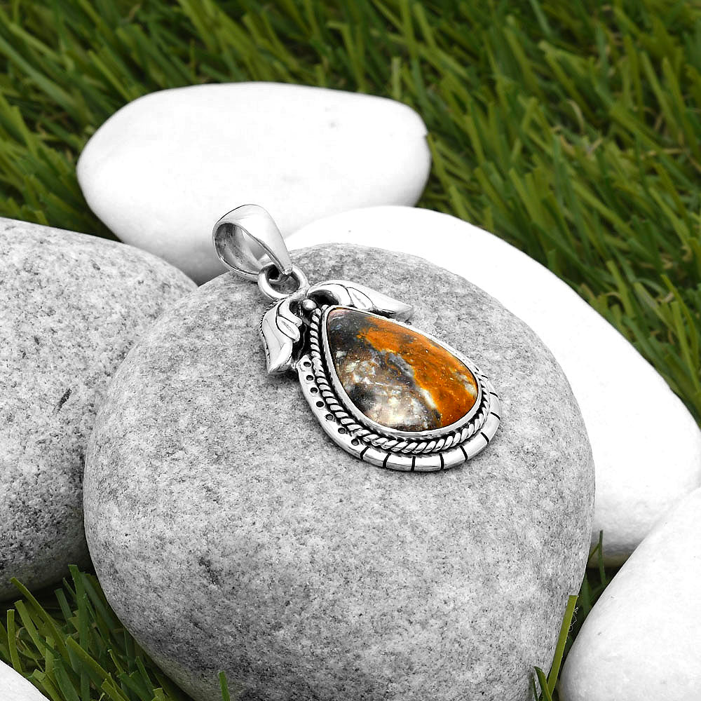 Natural Indian Blanket Jasper Pendant P-1567 SDP114599-1