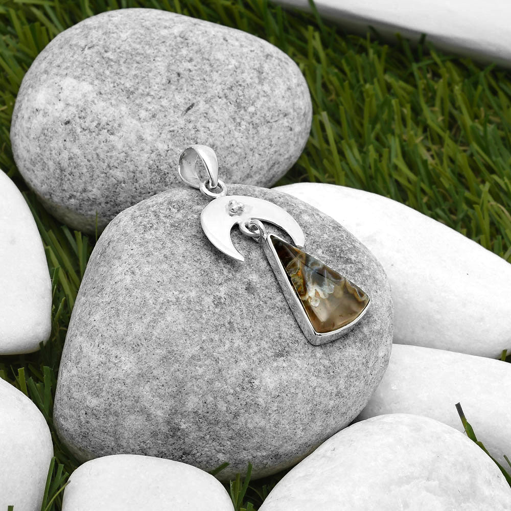 Crescent Moon - Tube Agate - Turkish Pendant P-1133 SDP114918-1