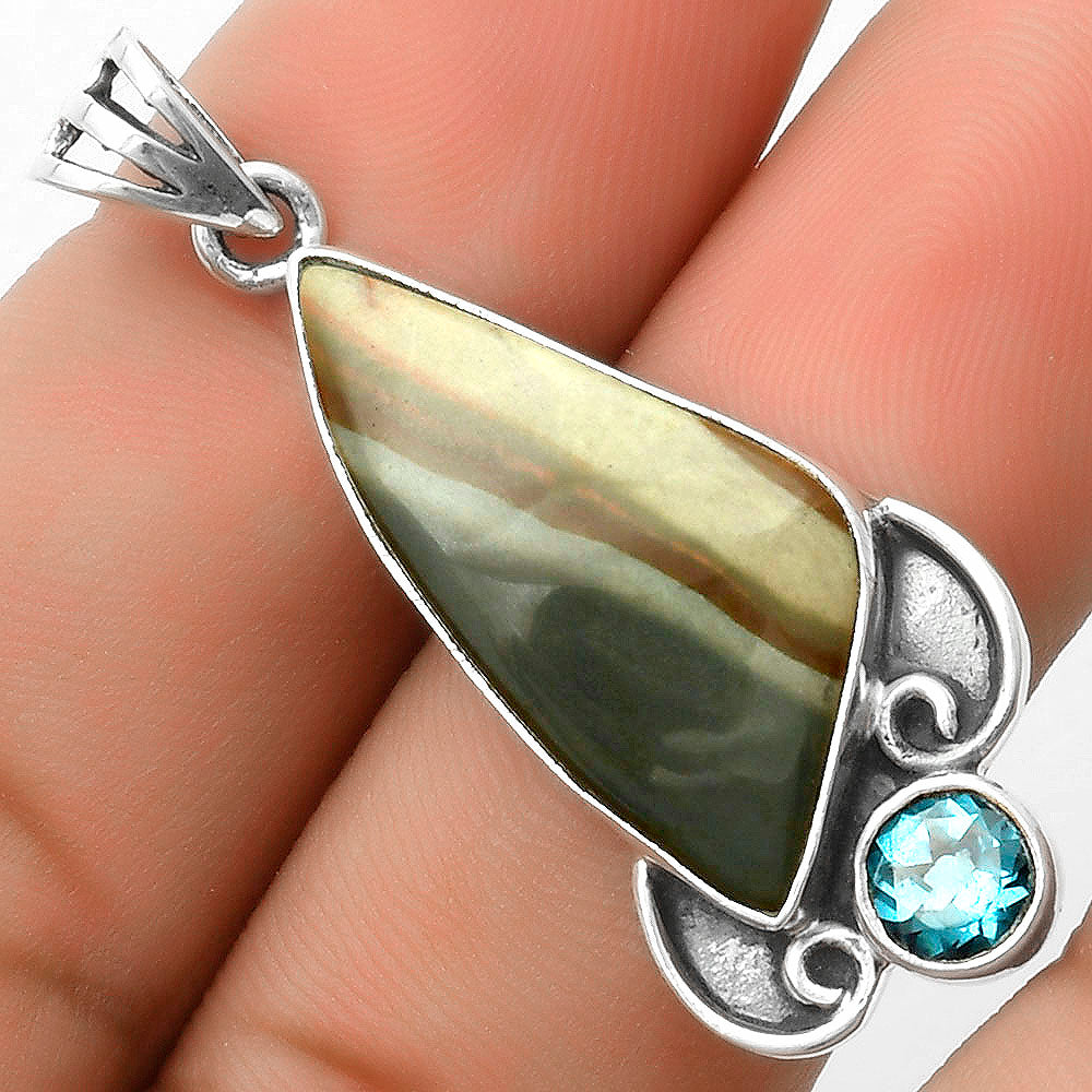 Polygram Jasper & London Blue Topaz Pendant P-1029 SDP116955-0