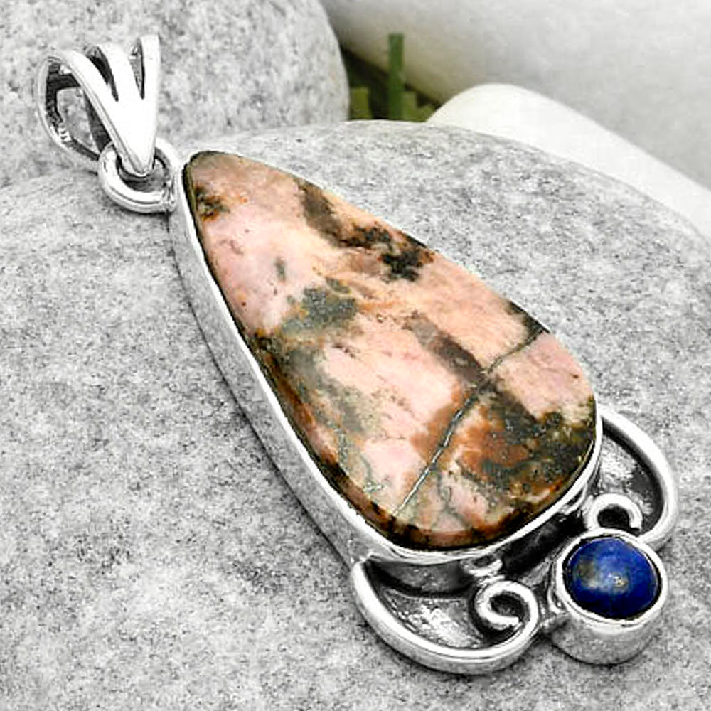 Natural Rhodonite & Lapis Pendant P-1029 SDP116962-2