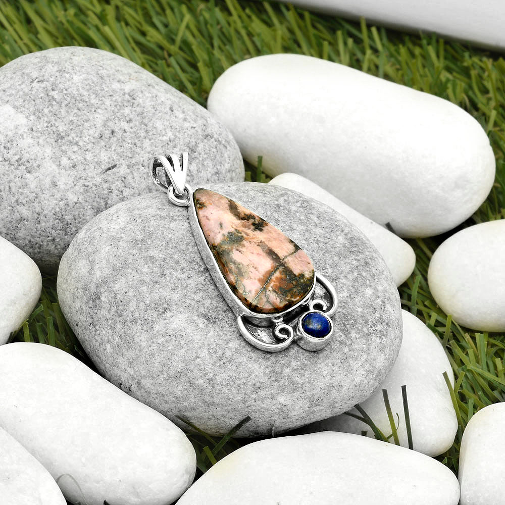 Natural Rhodonite & Lapis Pendant P-1029 SDP116962-1