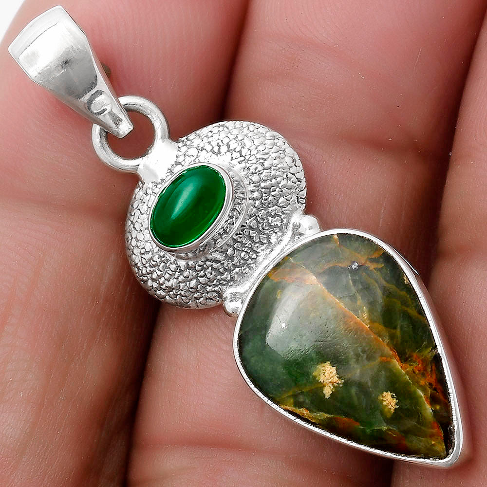 Turquoise Magnesite & Green Onyx Pendant P-1676 SDP119725-0